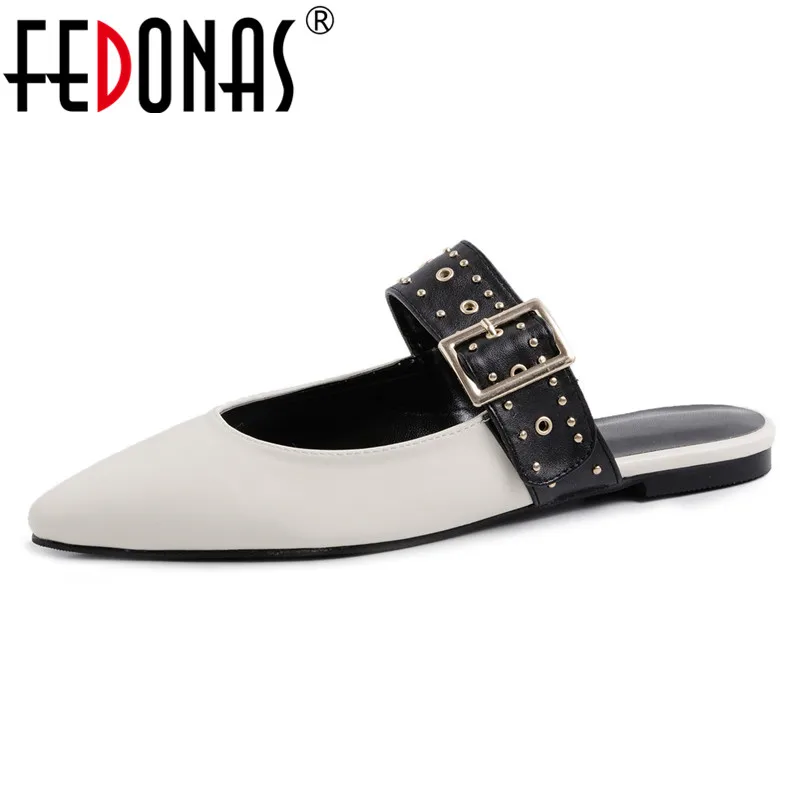 Женские шлепанцы FEDONAS повседневные туфли лодочки из натуральной кожи с