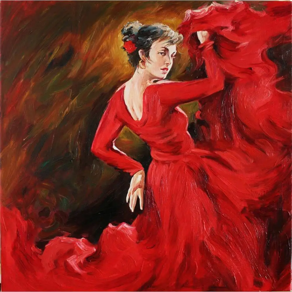 

Dancing People Art Oil Painting Dancer in Red figure Woman Canvas Hand painted
