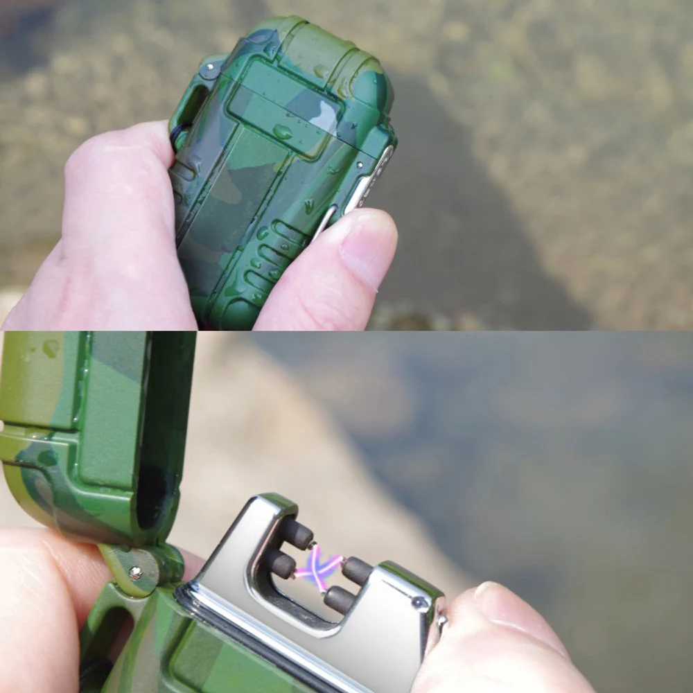 Водонепроницаемая usb зажигалка для сигарет с двойной дугой улицы кемпинга
