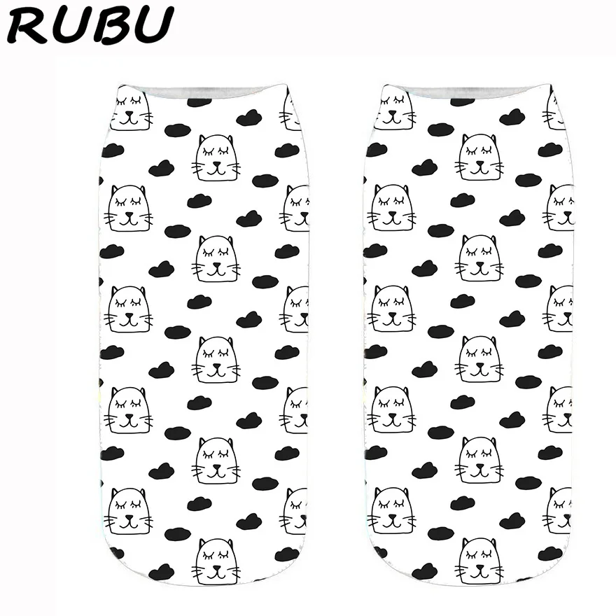 RUBU 2018 новые хлопковые эластичные носки женские короткие с принтом Harajuku забавные