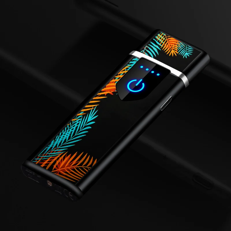Металлическая электрическая зажигалка, Usb перезаряжаемая зажигалка, ветрозащитная зажигалка, аксессуары для сигарет, гаджеты для мужчин - Цвет: colorful 2