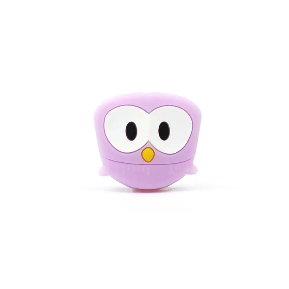 Lilac Owl 5 шт. Сова медовый пчела Перл Силиконовые Бусины 3 см Прорезыватели для зубов DIY Мини Птица BPA бесплатно животных силиконовые Kralen бисера Детские продукты - Цвет: Lilac Owl