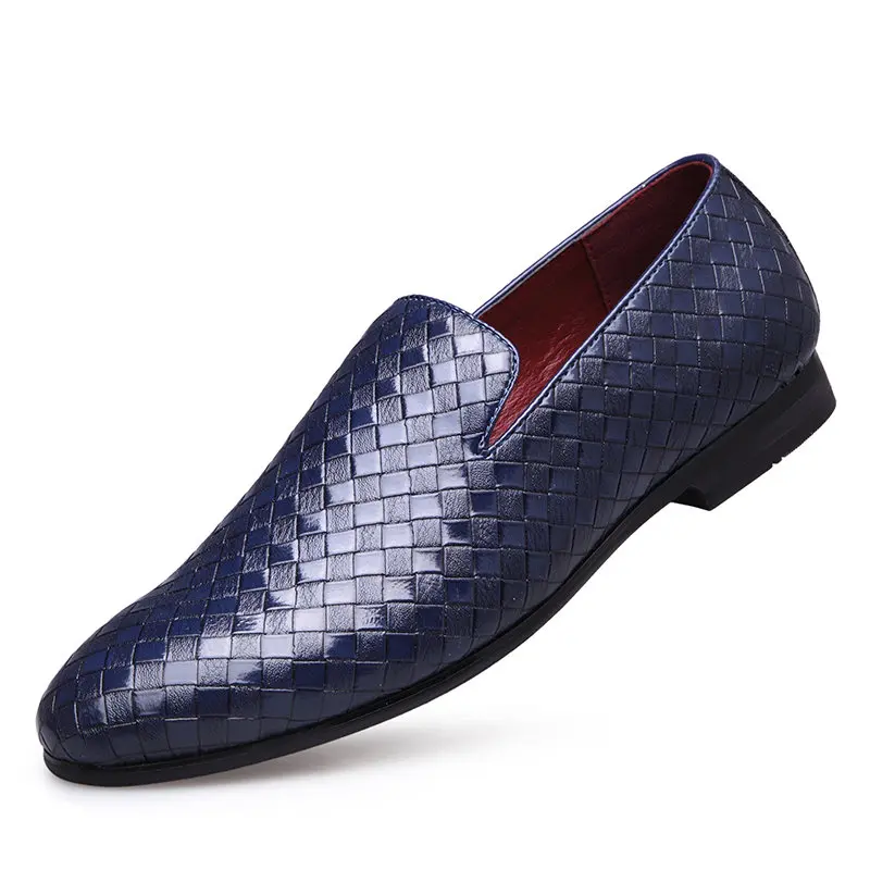 blue men shoes Merkmak/модные оксфорды кожи оплетки Для мужчин обувь Демисезонный Лоферы Дышащая обувь на плоской подошве Для мужчин Мужская обувь - Цвет: blue men shoes