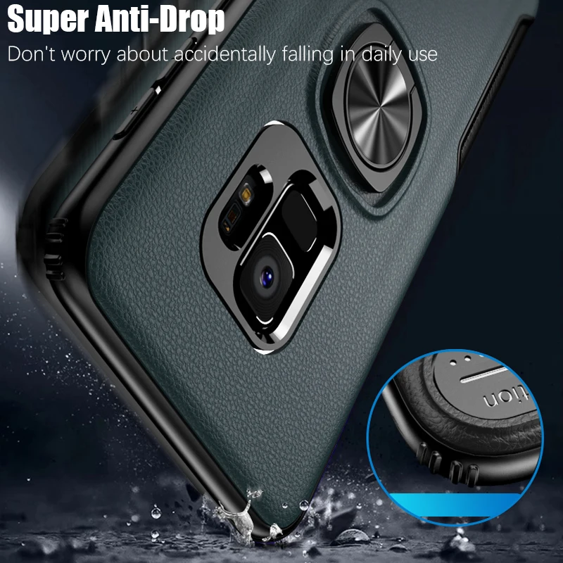 Luxury Armor Phone Case For Samsung Galaxy Note 8 9 10 Plus 5G Shockproof Cover Matte Hard PC + Soft TPU Holder Ring Stand |