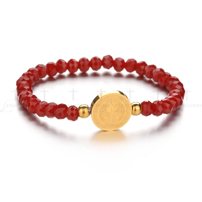 

Letdiffery Saint Benedict Beads Bracelets Double sideds Stainless Steel Bracelets Religious jewelry Christmas Gift Wholesale