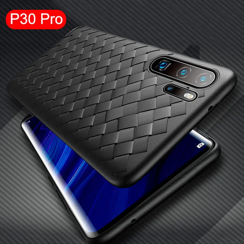 Тканая кожа текстура для Huawei P30 P20 Pro Чехол Мягкий ТПУ бампер силиконовый полная
