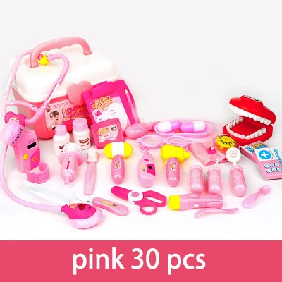 pink 30pcs Стетоскоп медицинский прибор ролевые игры Доктор игрушка детское моделирование чемодана портативный медицинский шкаф обучающая игра малыш - Цвет: pink 30pcs