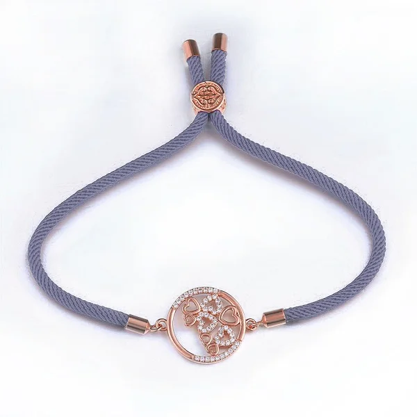 gray-rose gold JUWANG Классический круглый Сердце Красный/Черный Браслет-веревочка для женщин и девочек красная нить CZ браслет модный подарок ювелирной дружбы - Окраска металла: gray-rose gold