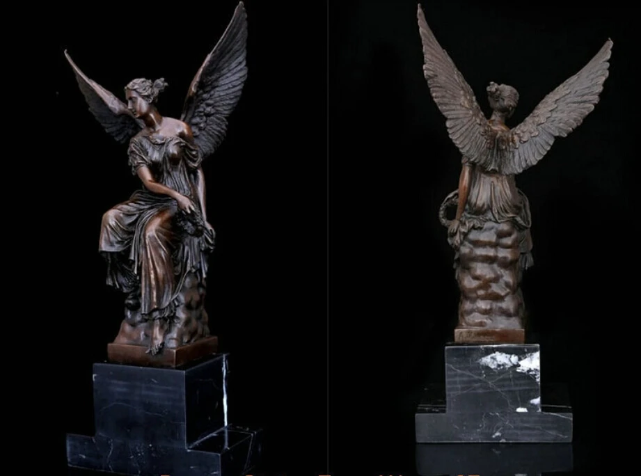 Скульптура в стиле арт деко Ангел воин богиня победы удерживающий меч Бронзовая