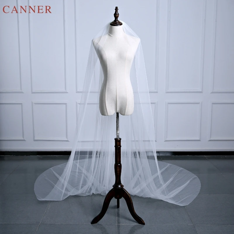 3 м простая Однослойная свадебная фата с гребнем элегантная белая Соборная