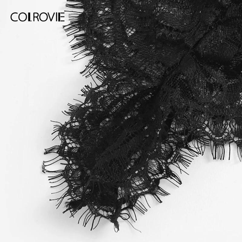 COLROVIE, черный кружевной комплект нижнего белья с подвязками и цветочным принтом, женское нижнее белье, Прозрачное нижнее белье, комплект с бюстгальтером