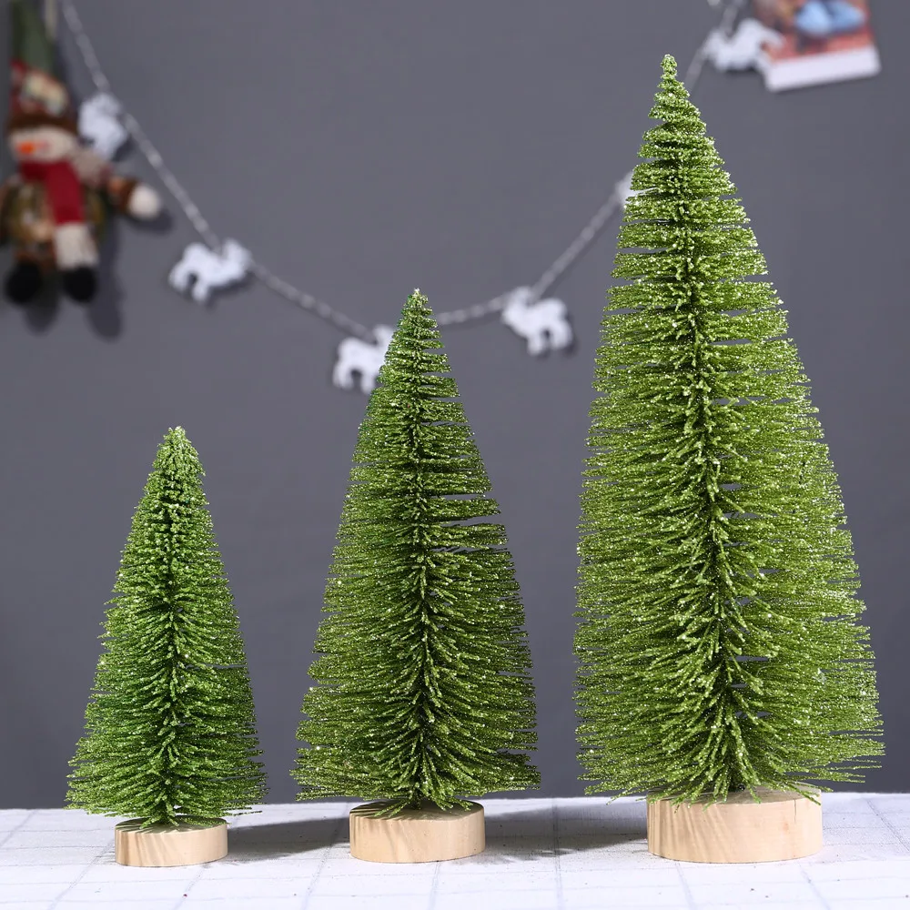 1 шт маленький DIY рождественская елка светильник искусственная сосна дерево мини щетка для бутылок из сизаля Рождественская елка Санта, снег, мороз дом# QQ