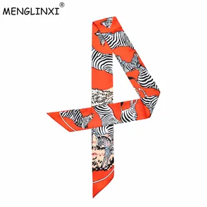 Сумка-шарф 2021 новый бренд зебра полосатый маленький шелковый шарф для женщин головная повязка с принтом ручка сумка ленты маленькие длинные шарфы
