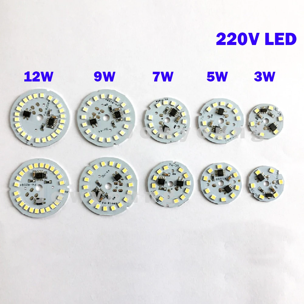 220 В чип для светодиодной лампы со встроенным IC драйвером 3W5W7W9W12W15W SMD 2835 Светодиодный ламповый светильник теплый белый без водителя алюминиевая пластина