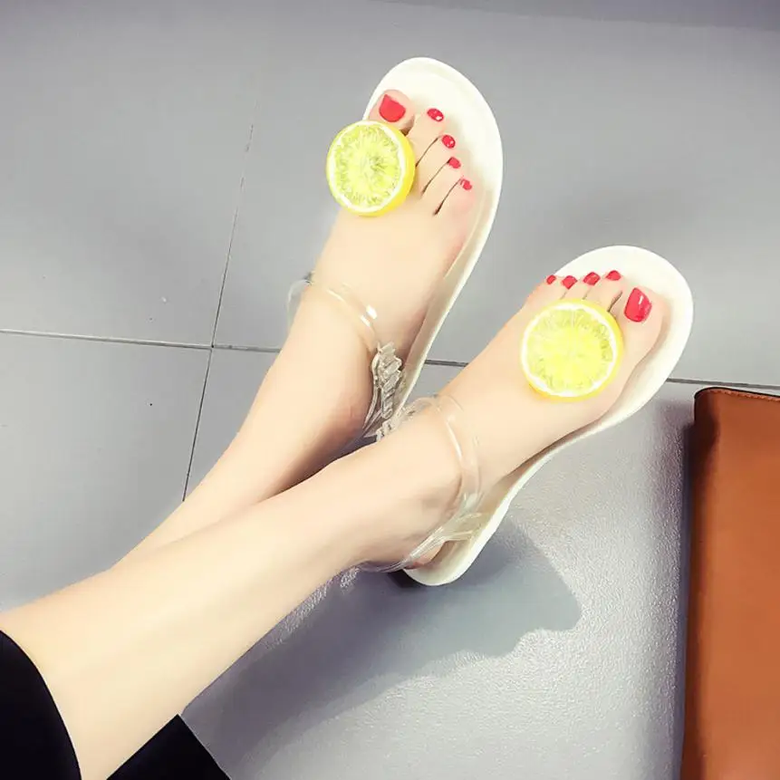 Женские шлепанцы SAGACE Летние повседневные сандалии с лимонами и фруктами пляжная
