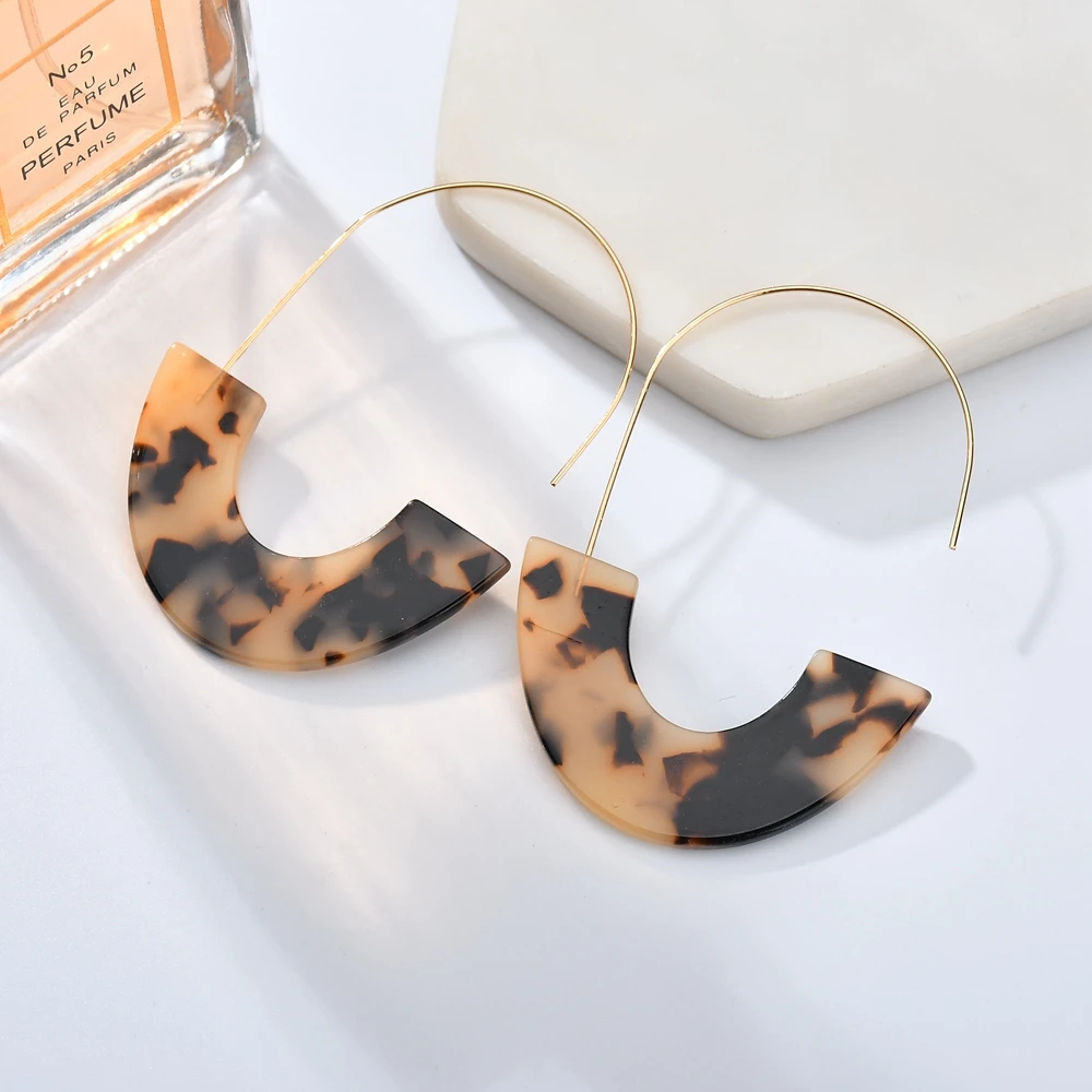 GEREIT Мода Bijoux Brinco Boho леопардовая черепаха раковина большой крючок акриловые серьги висячие серьги