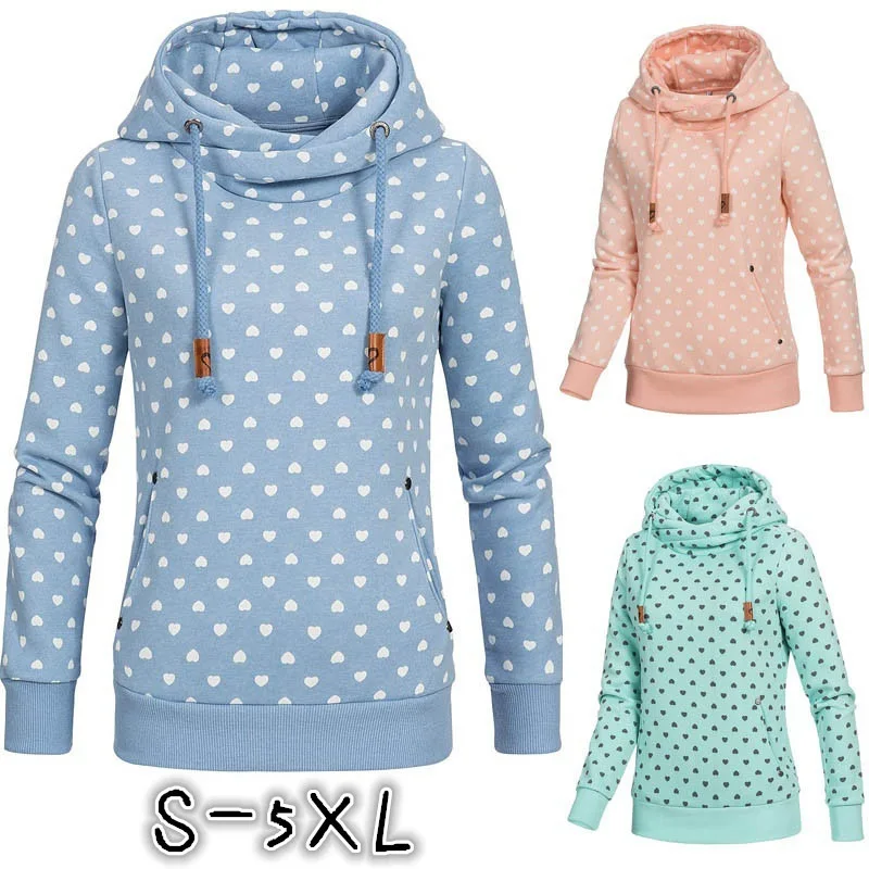 

2019 Women's Long Sleeve Print Loose Hooded Sports Plus Velvet Sweatshirt Women S/M/L/XL/2XL/3XL/4XL/5XL