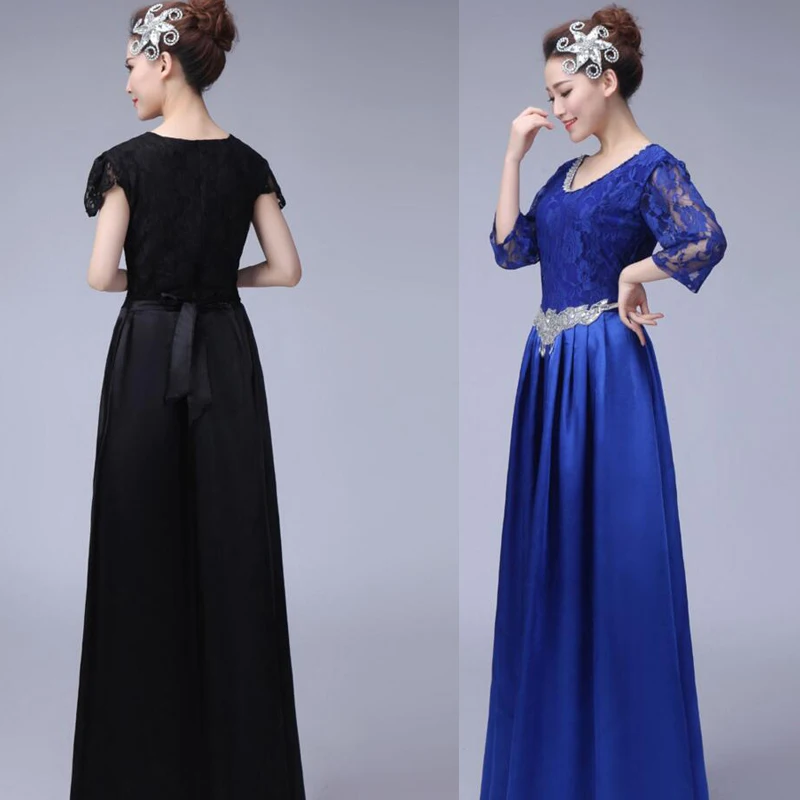 Женский костюм для бальных танцев длинный классический хора сценический