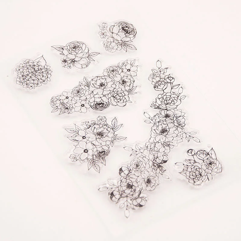 WYSE Clear Stamps Rose Flower Leaves Transparent Silicone Stamp for DIY Scrapbooking Wedding Valentine invitations Paper Card | Дом и сад