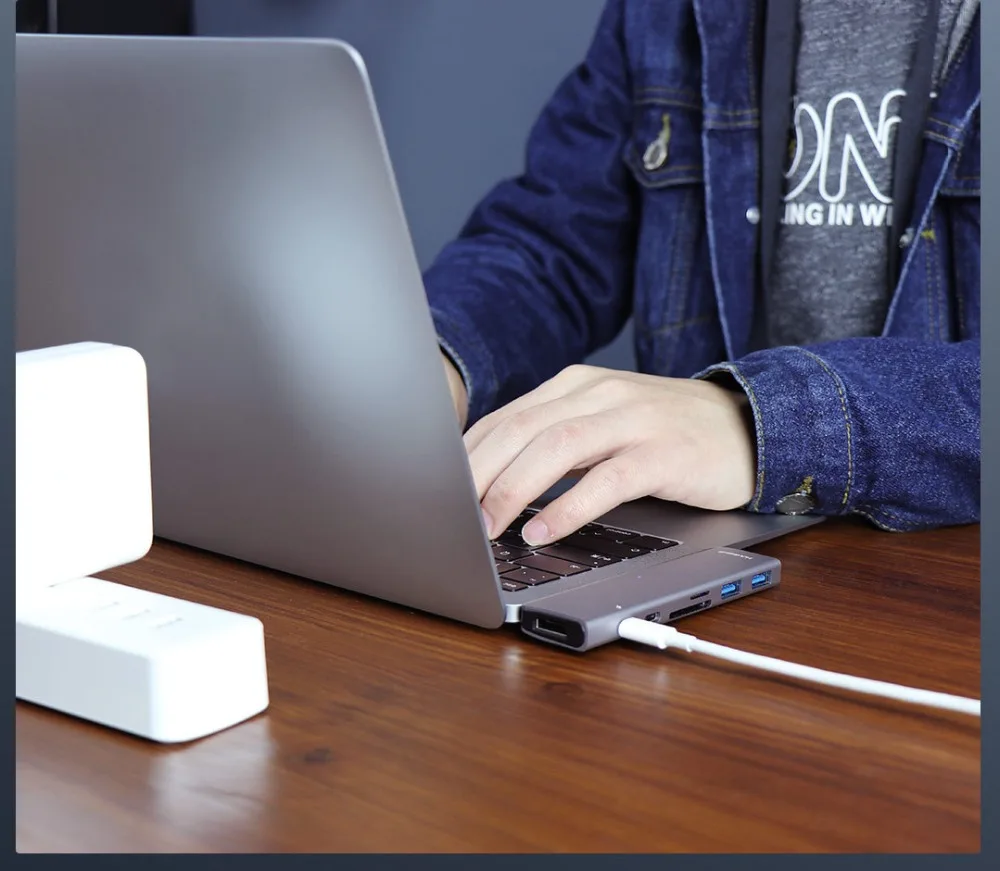 Многофункциональный расширитель 7 в 1 для Xiaomi hagios type-C с интерфейсом Thunderbolt 3/HDMI/TF слот для карт/USB 3,0