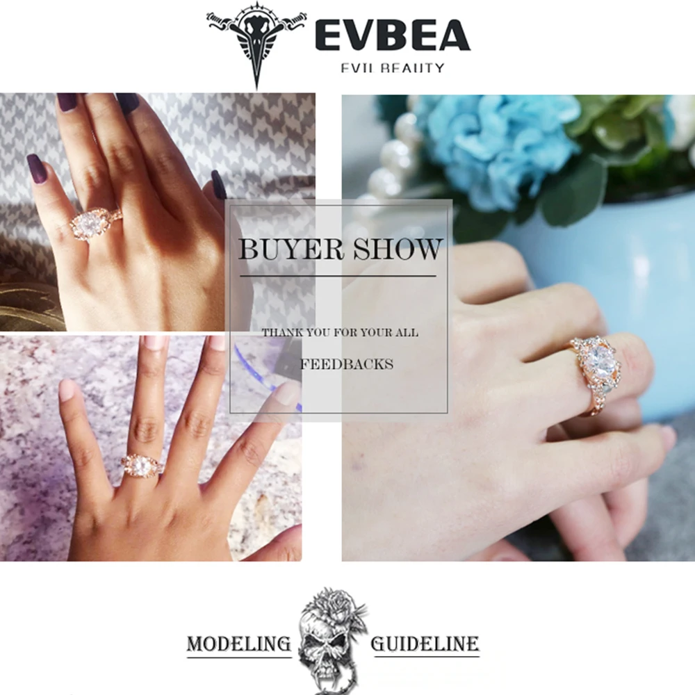EVBEA 2019 элегантное женское кольцо с цирконом и золотым черепом ювелирные изделия