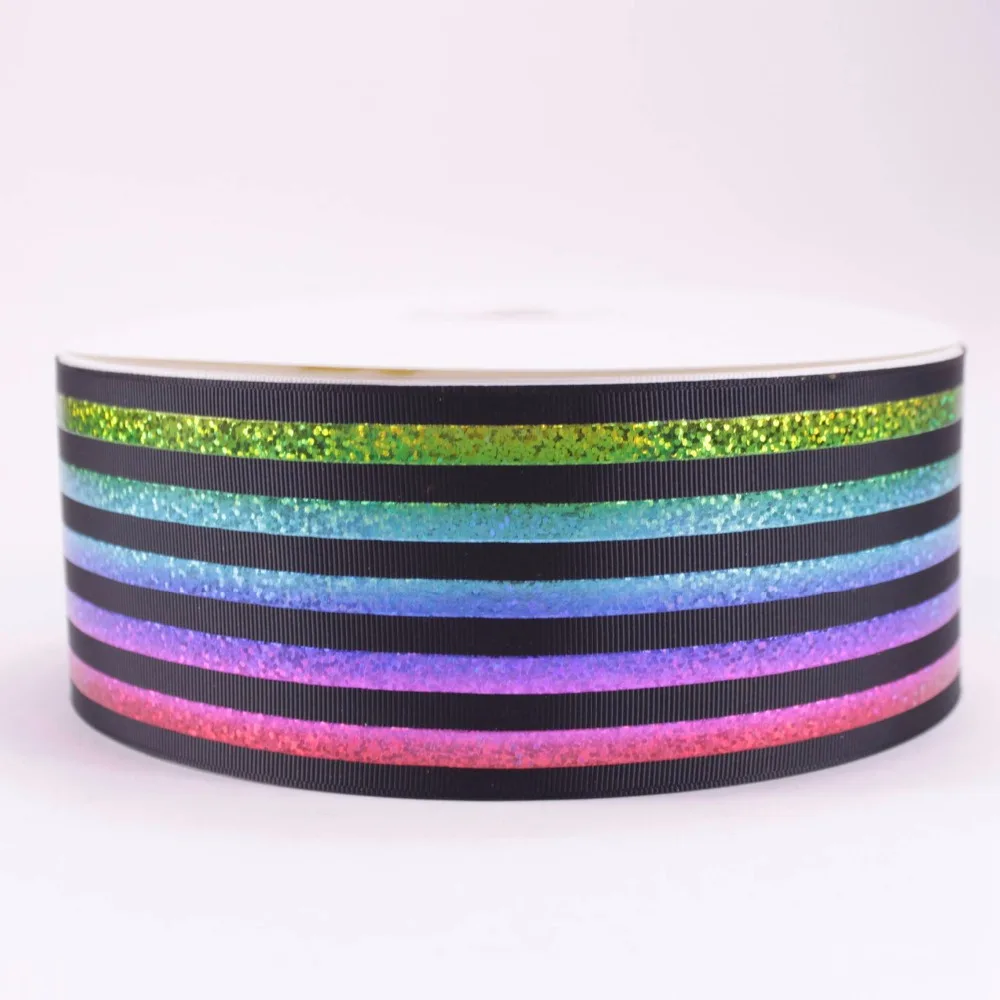 Радужная голограмма лента из фольги в полоску 3 дюйма 75 мм Лазерная Лента рубчик