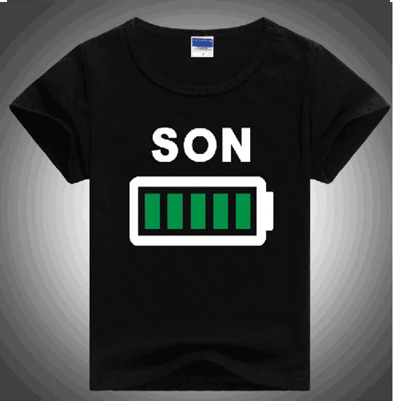 Family Clothing Mommy Daughter Son Summer Battery T Shirt Father&amp Mother&ampKids Matching Outfits Mother Clothes E0102 | Мать и