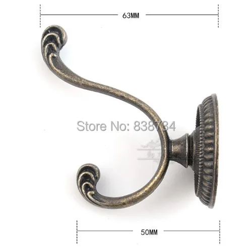 

10pcs 80*45*50mm Europe antique hook fancy wardrobe cupboard hook single hook coat hook