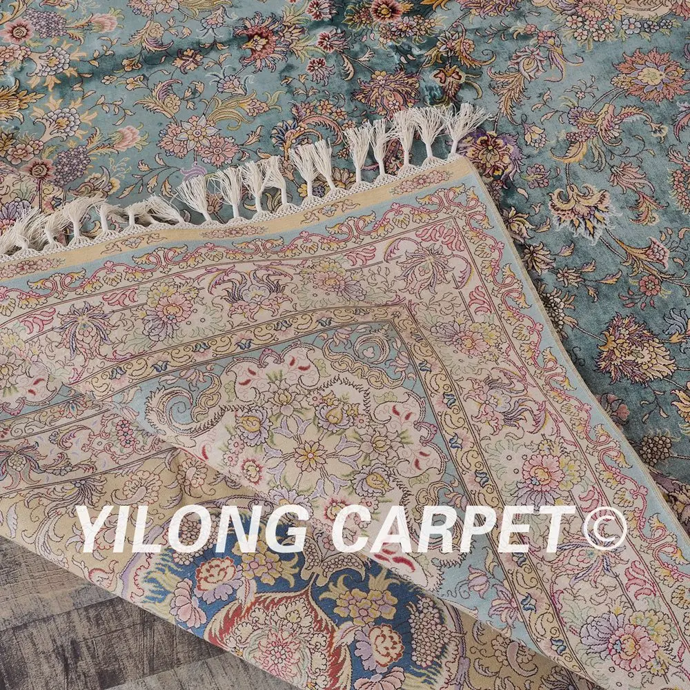 Yilong 12'x18' оверсайз персидские области ковры Восточный шелк ручной работы Наина медальон пол ковер(YJH235A