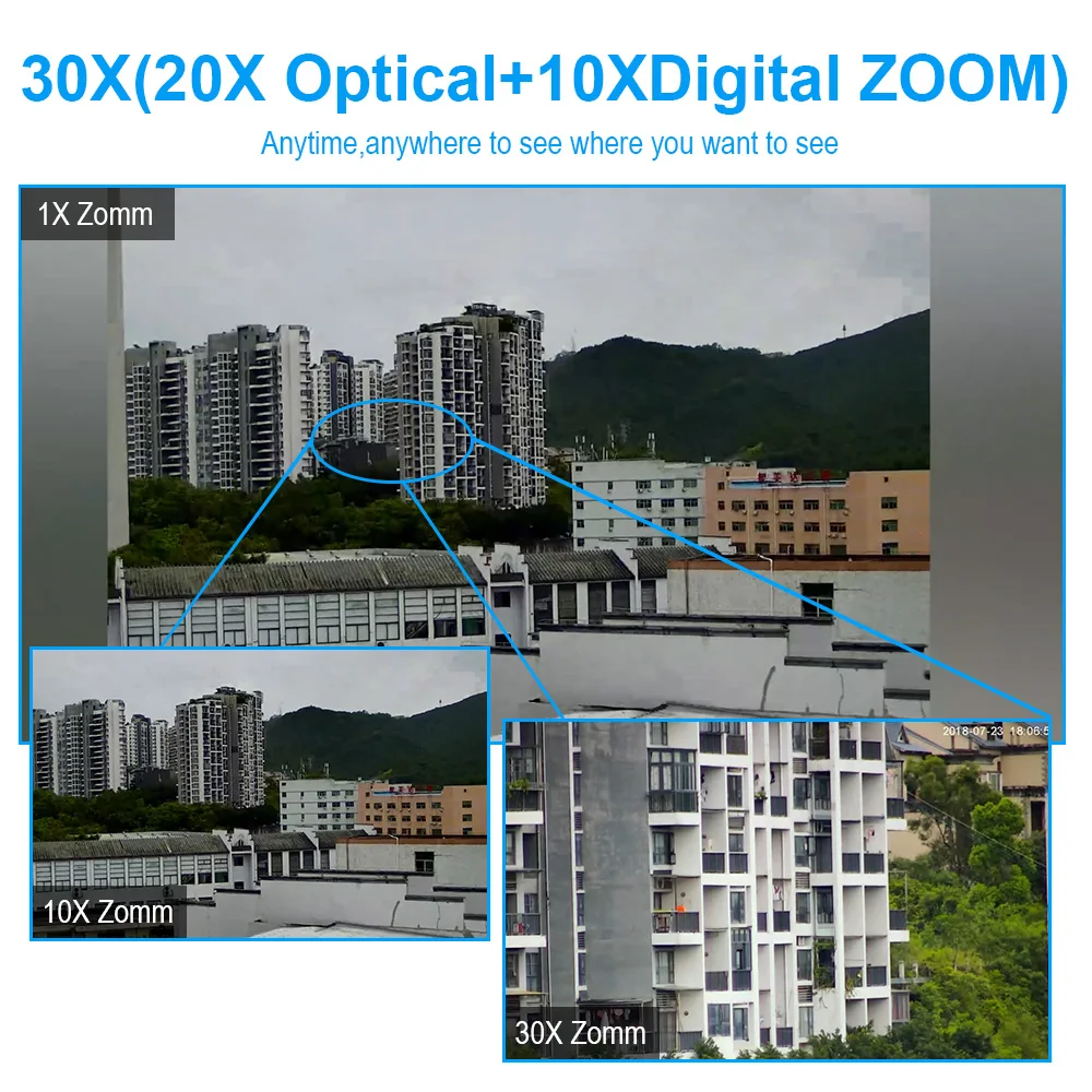 IP камера купольная водонепроницаемая 1080P PTZ Onvif P2P 30 кратный зум 2 Мп 80 м POE|Камеры