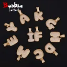 Ожерелье с кулоном в виде букв из меди и фианита золотого цвета в стиле хип-хоп