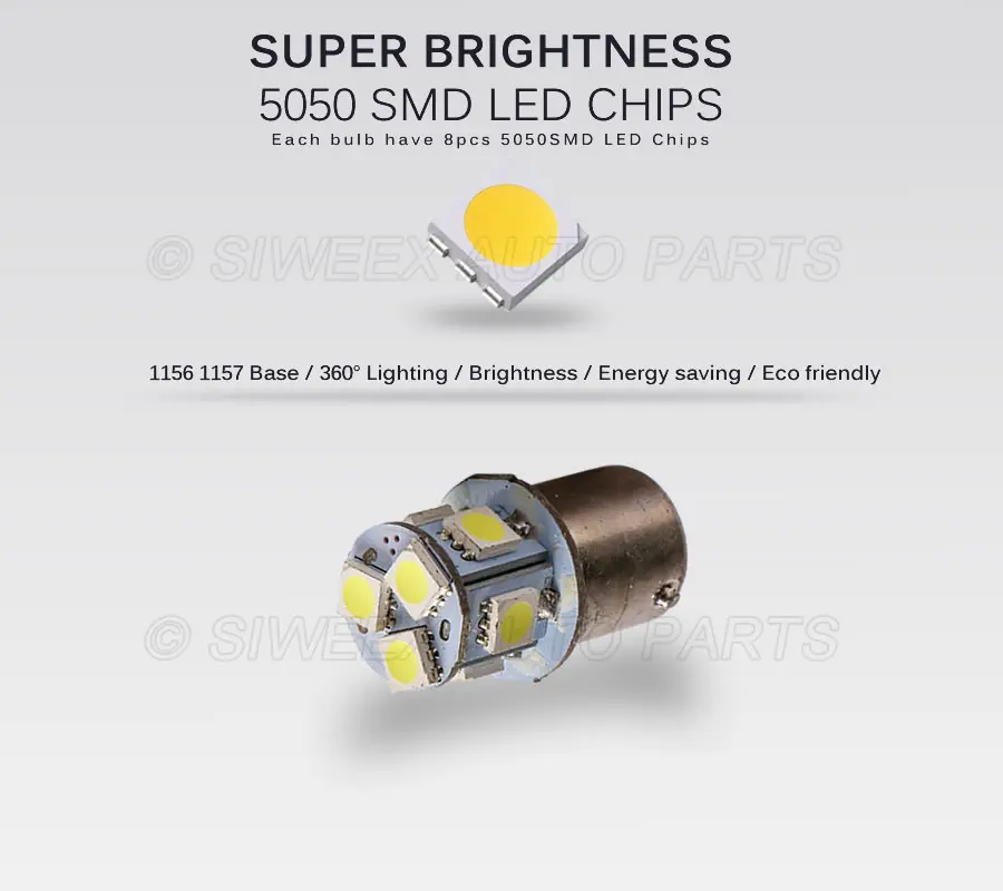 4 шт. BA15S 1156 P21W BAY15D 1157 P21/5 Вт авто светодиодный лампы 8 SMD 5050 Резервное копирование
