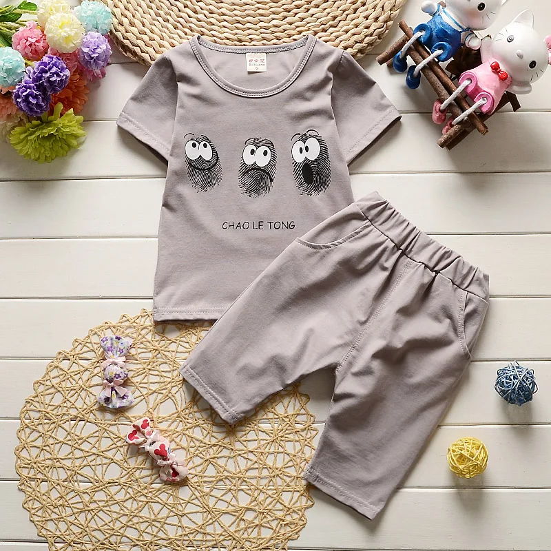 Высокое качество 2017 Лето Детские Хлопок Одежды Наборы Мальчики Девочки Костюмы