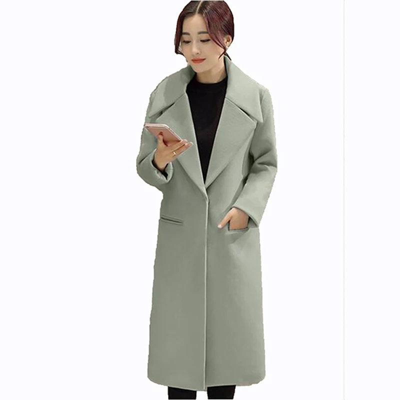 2017 модное женское шерстяное пальто высокое качество чистый цвет кокон с длинным
