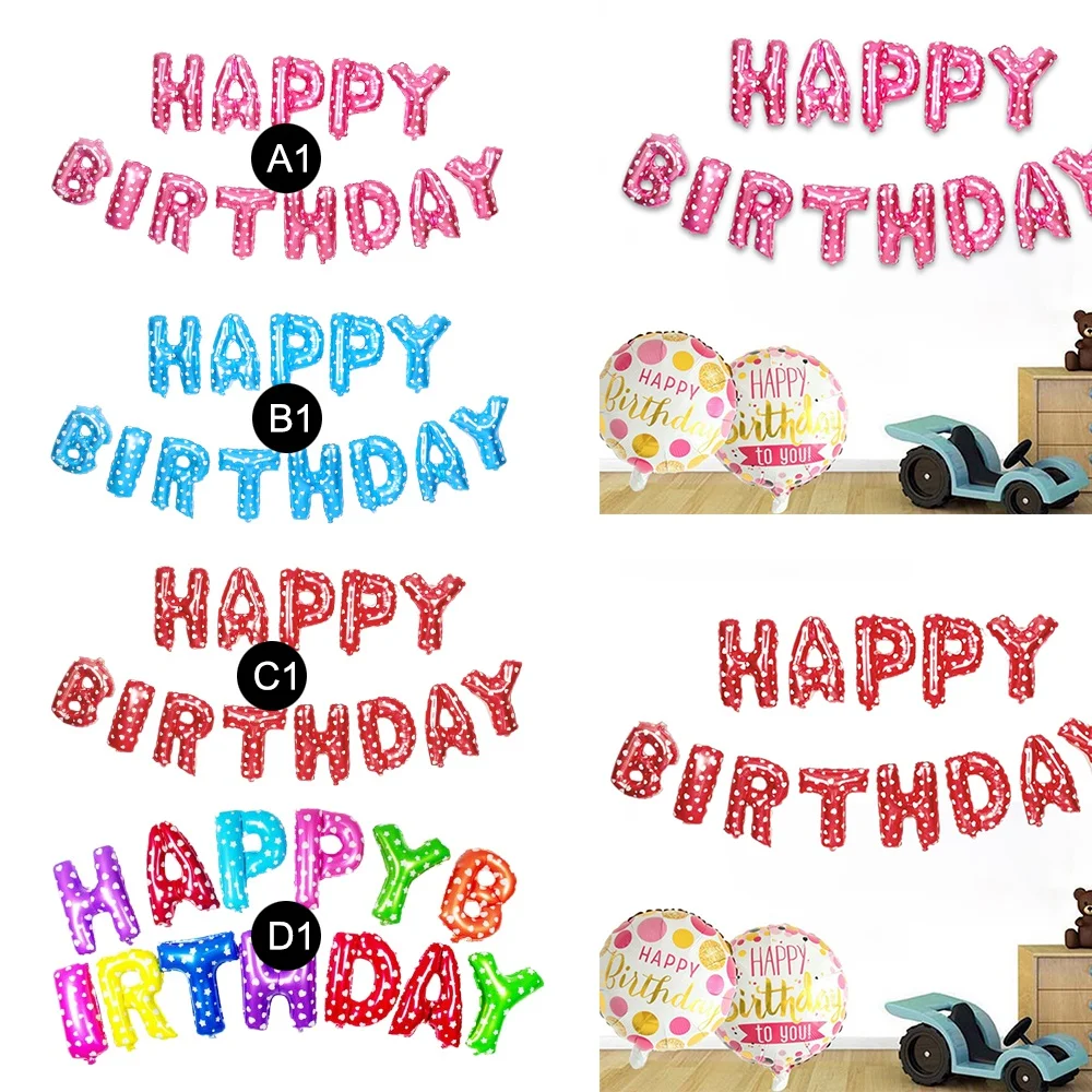 

HAPPY BIRTHDAY Aluminum Foil Balloon Set Letters Balloons Kids Toy Birthday Decoration Accessories