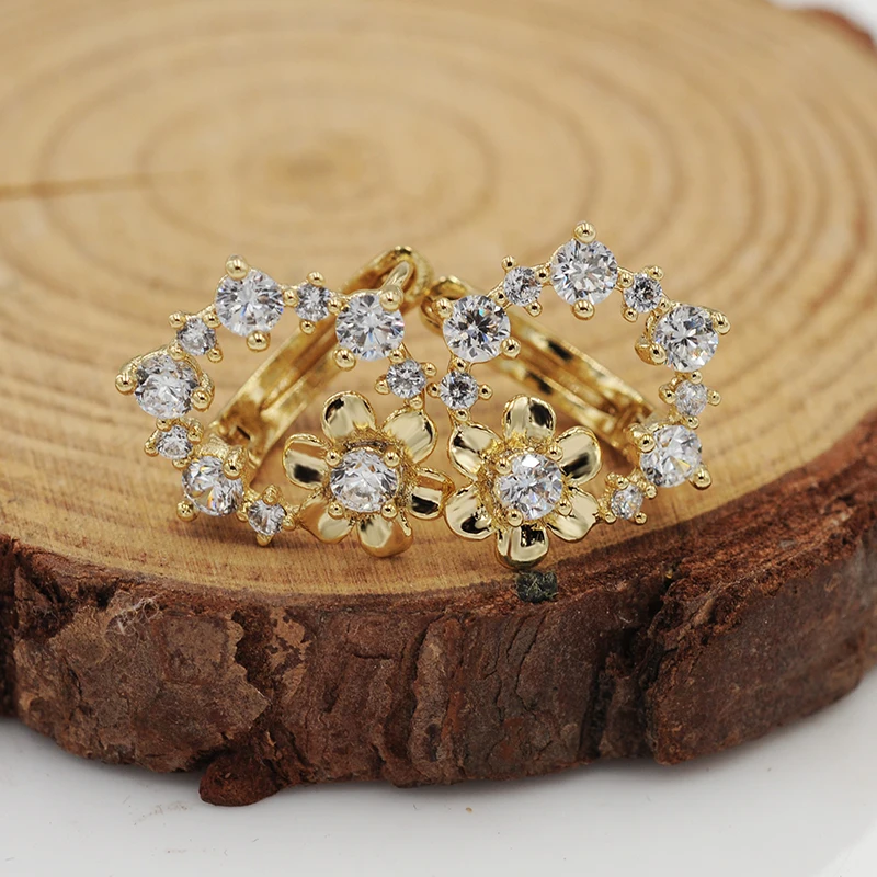 Женские серьги кольца MGFam 14 k с фианитами класса AAA +|hoop earrings|flower hoop earringsearrings earrings |