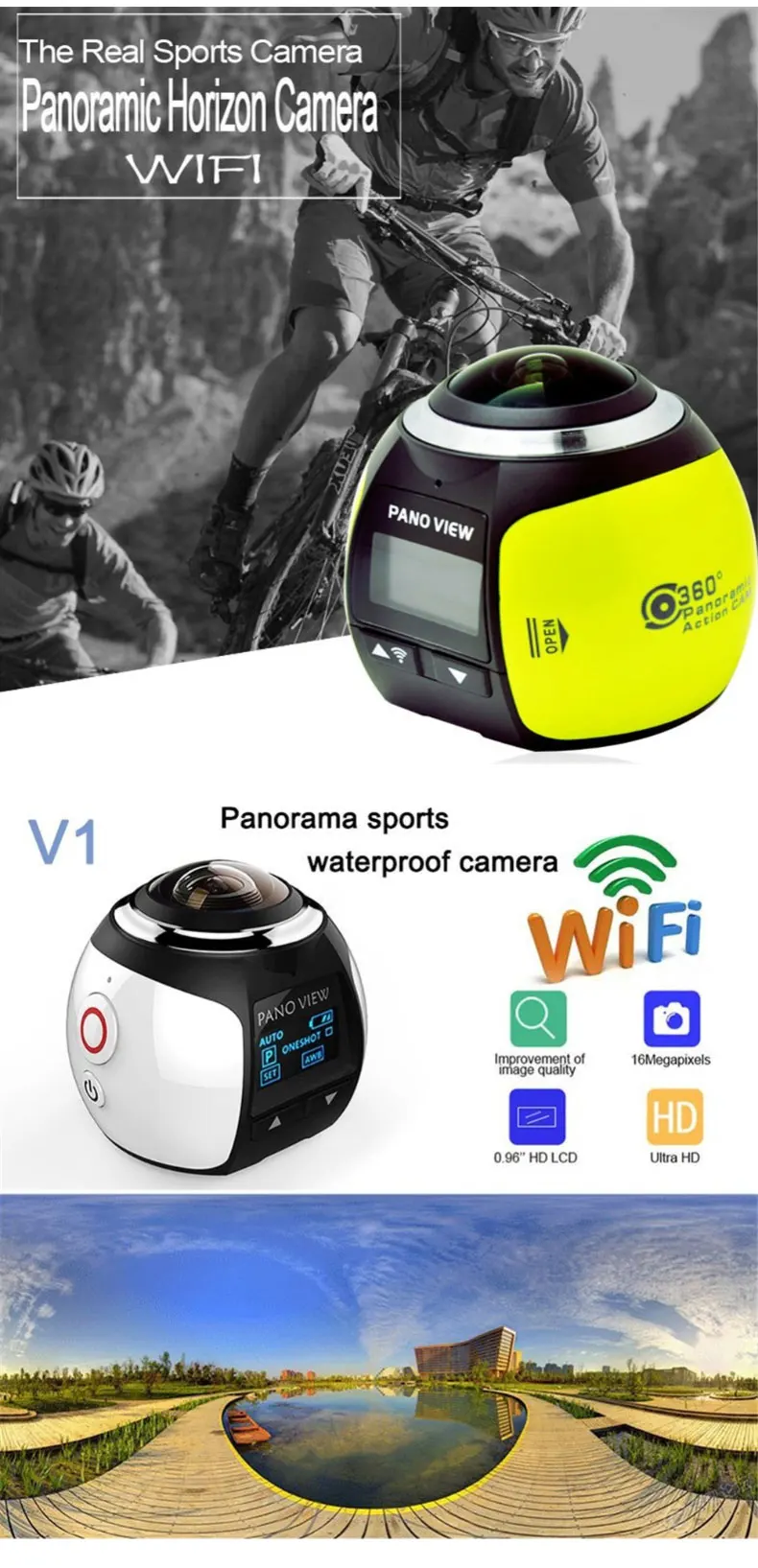 JOZQA 360 градусов панорамная камера HD 4 K Водонепроницаемая DV c Wi-Fi мини 3D эффект камера