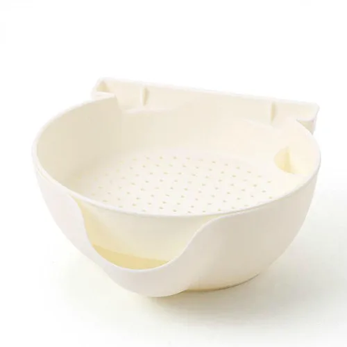 Beige Creative double-layer removable fruit bowl plastic melon fruit drain tray lazy round snacks dried fruit plate mx12301551 - Цвет: Beige