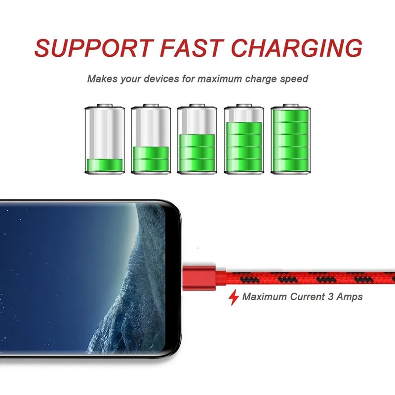 Фото USB-кабель для быстрой синхронизации данных 1/2/3 м Тип C 2 а для Samsung S10 S8 Xiaomi Mi Mix Max 3 2 A2 2S 8 Huawei P20 Pro Mate 20 Lite зарядное устройство №3