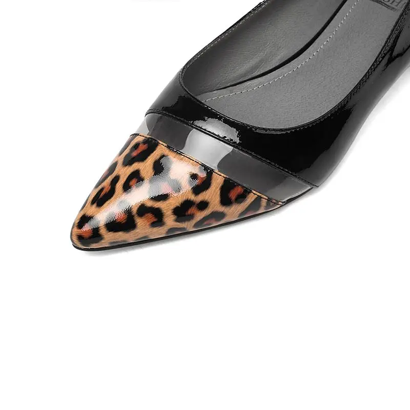 ALLBITEFO/Женская обувь из натуральной кожи на толстом каблуке с леопардовым принтом