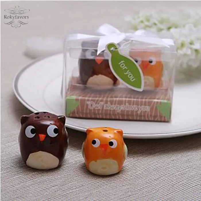 Free Shipping 100Sets Owl Always Love Ceramic Salt and Pepper Shakers Favors Wedding Birthday Gifts | Дом и сад