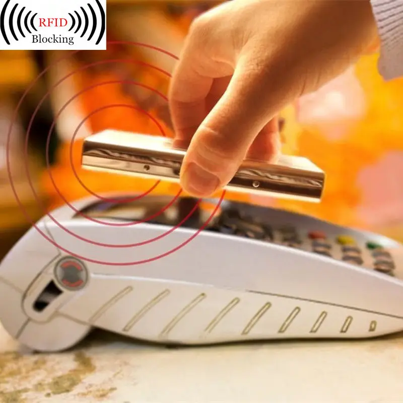 Чехол QOONG из нержавеющей стали с RFID-блокировкой для банковских карт защита мужчин