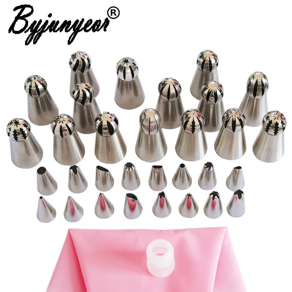 

15Pcs Russian Globular+16pcs Icing Piping Tip Pastry Nozzles+ 1 Pcs Pastry Bag+ 1 Coupler Cake Decorating DIY Dessert Tool CS122