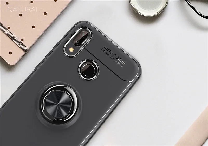 Чехол для Huawei Honor Play с кольцом-держателем, Матовый Мягкий силиконовый чехол на заднюю панель для Honor Play, чехол для телефона