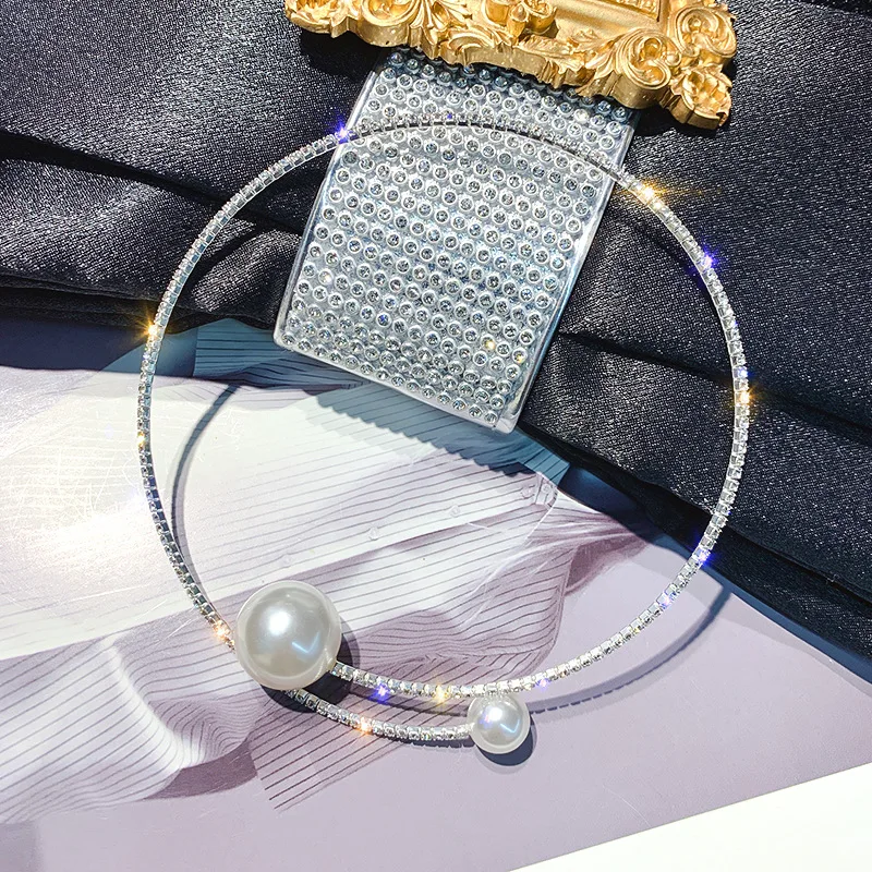 Pearl opening collar female Korean version of the network red short necklace personality choker neck strap clavicle chain | Украшения и