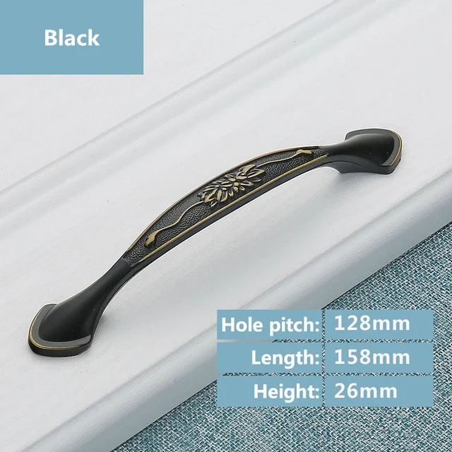 Black 128mm KAK Европейский стиль ручки шкафа современные цвета слоновой кости белые ручки для выдвижного ящика дверные ручки к шкафу модная мебель ручки - Цвет: Black 128mm