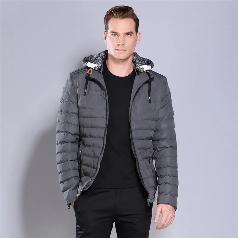 

2018 зимний теплый мужской хлопковый костюм с капюшоном, мужская повседневная облегающая короткая хлопковая куртка, хлопковая куртка, больше...