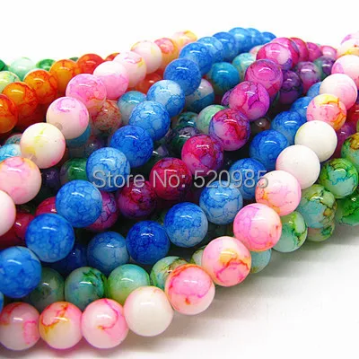 Бесплатная доставка разноцветные Круглые Стеклянные бусины 4 мм 6 8 10 смешанных