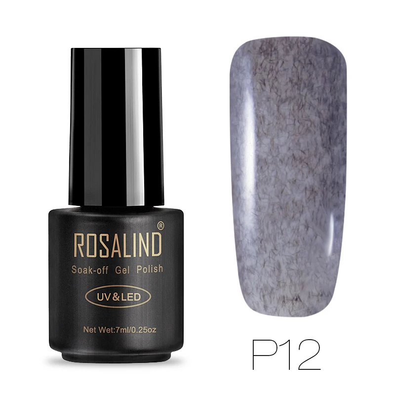 P12 ROSALIND гель 1S черный флакон 7 мл эффект искусственного меха P01-16 гель лак для ногтей УФ светодиодный долговечный 3D гель лак - Цвет: P12