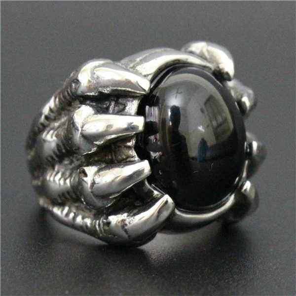 Fashion Ring Cool Design Biker Dragon Claws Black Stone 316L Stainless Steel Wholesale Price | Украшения и аксессуары